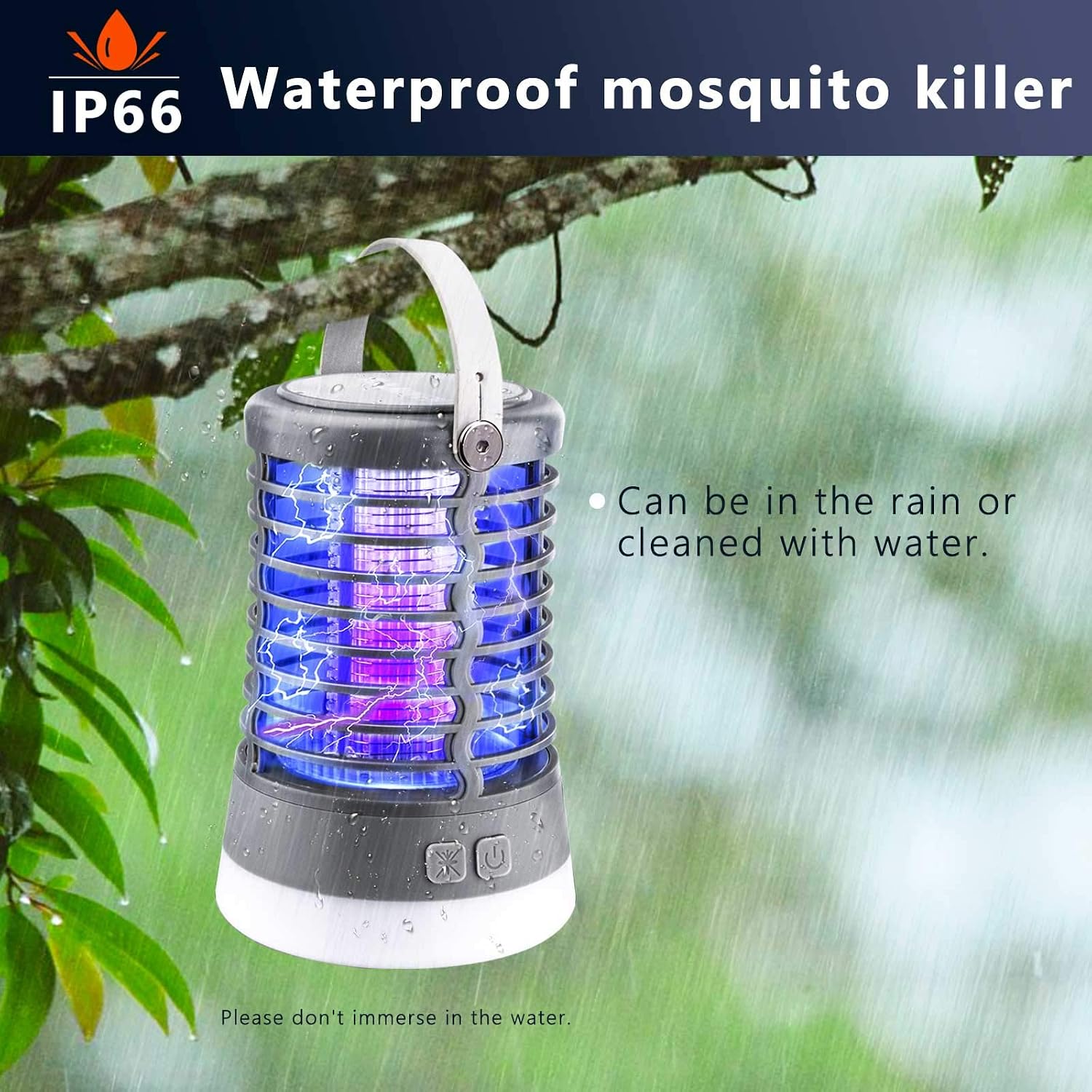 Rechargeable Camping Bug Zapper Outdoor & 3 LED Camping Lanterns & Flashlight 3-in-1, Amufer IP66 Waterproof Portable Tent Light with 50H Batteries for Outdoor Fly Trap, with SOS Emergency Light