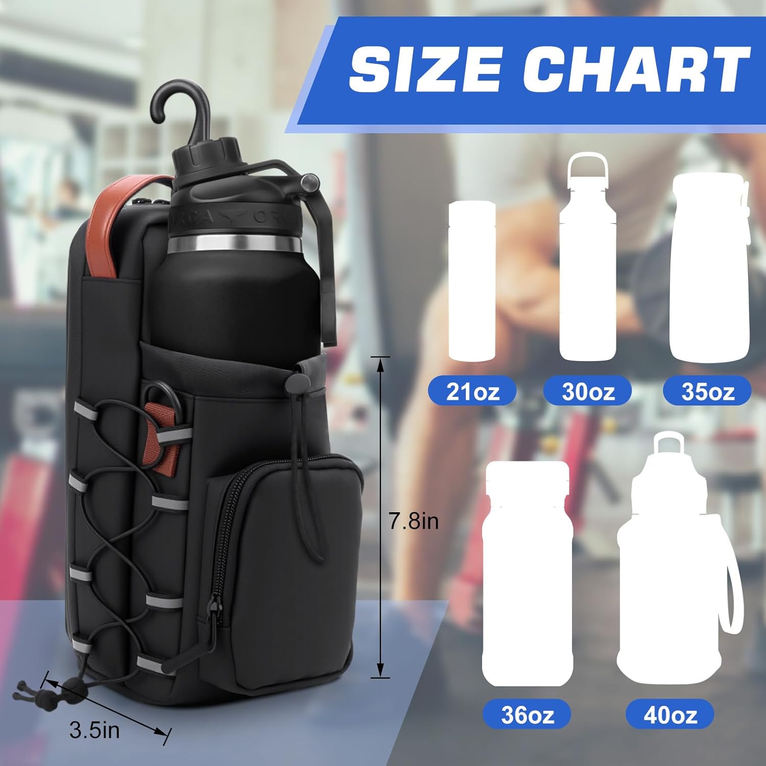 Magnetic Gym Bag for Men and Women, Magnetic Water Bottle Holder with Shoulder Strap, Small Gym Pouch for Sports, Work,Travel, Fitness(Black) - Image 3
