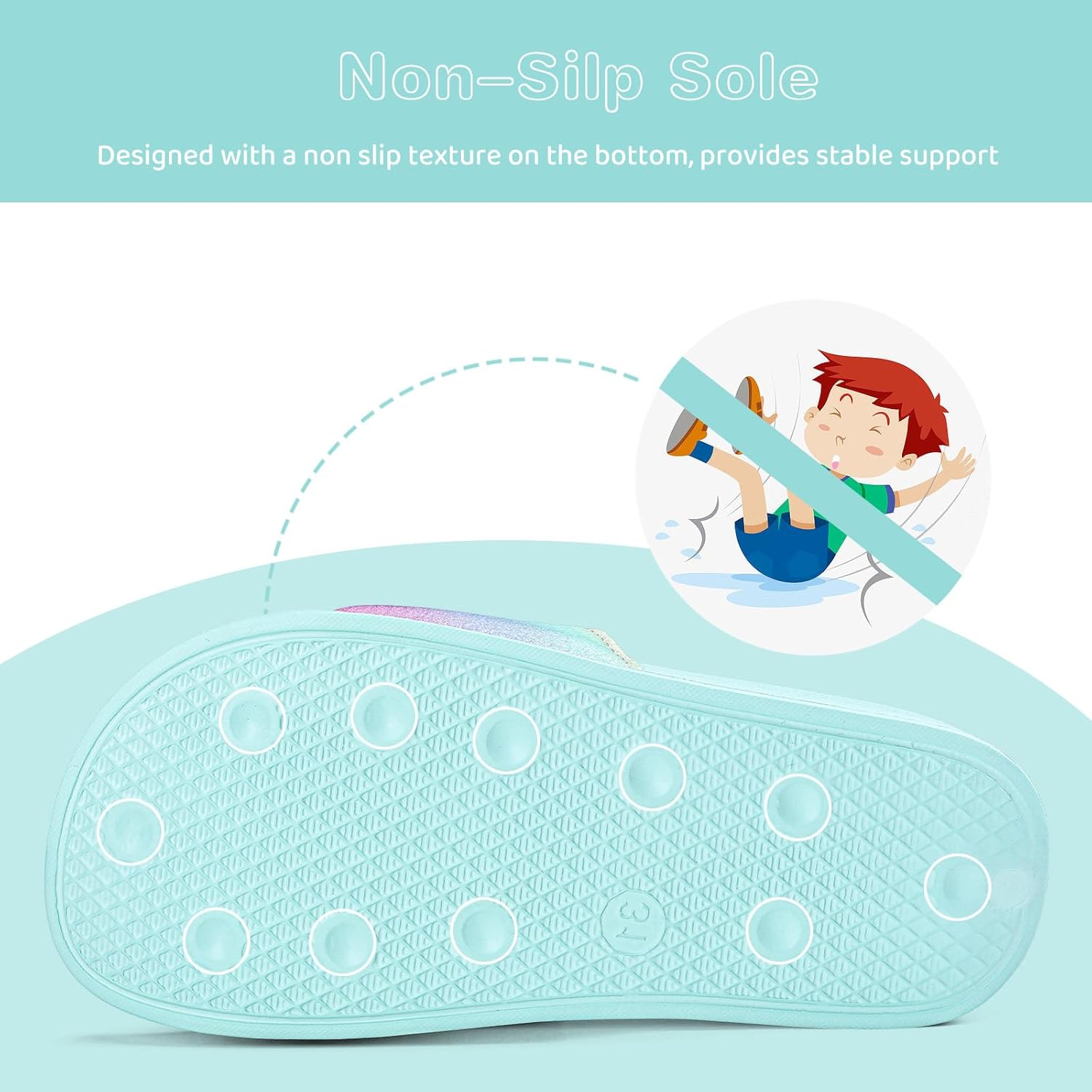 WateLves Girls & Boys Slide Sandals Kids Summer Slippers Slip On for Outdoor Beach Pool Shower (Little Kid/Big Kid) - Image 3