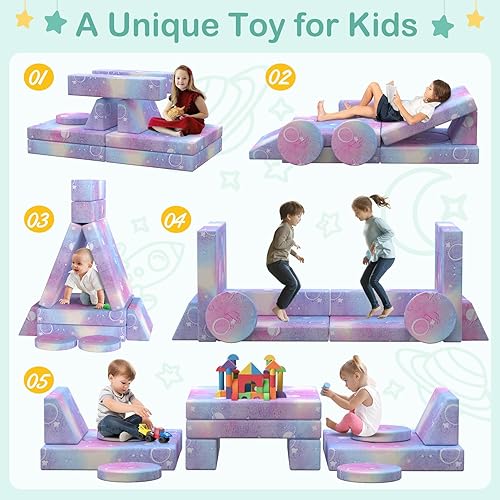 Miniatura 24 de BIERUM Sofá para niños, 6 piezas, sofá infantil para dormitorio, sala de juegos, sofá multifuncional para desarrollar la inteligencia, la 6 piezas