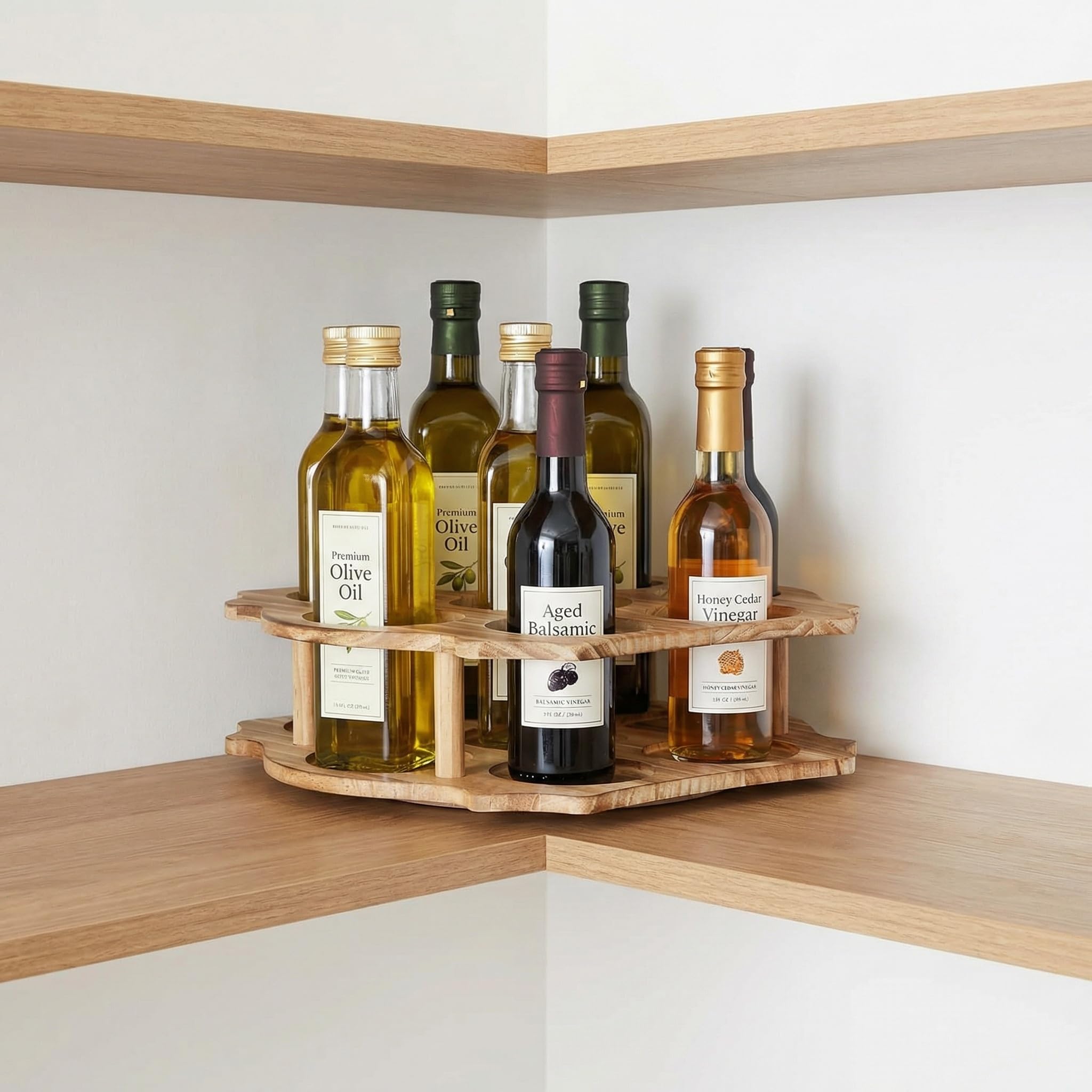 Kingrol Organizer per sciroppo di caffè, supporto rotante per 7 bottiglie per sciroppo, vino, condimenti, accessori per bar, organizer da cucina
