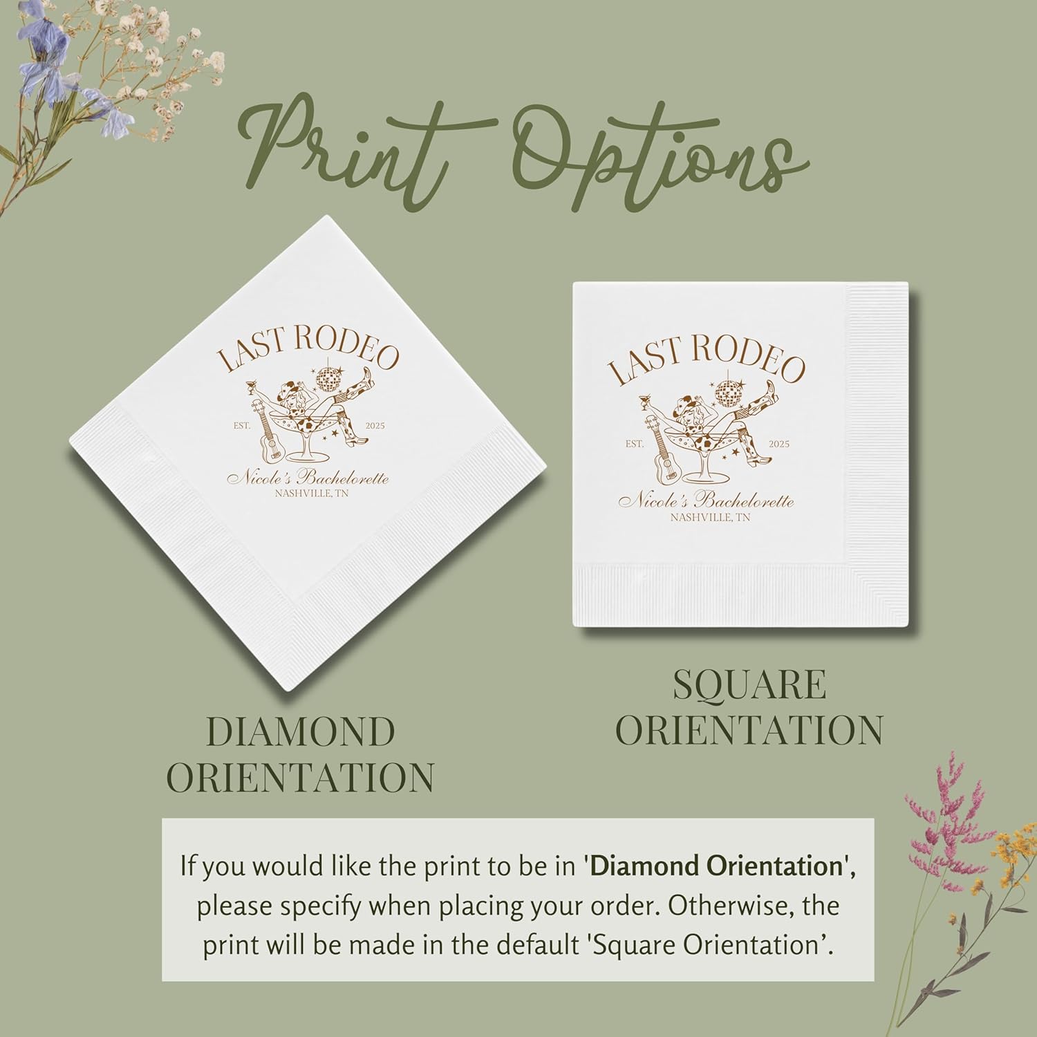 Last Rodeo Bachelorette Napkins Custom Western Party Favors Cowgirl Bridal Shower Cocktail Napkins 50 pieces