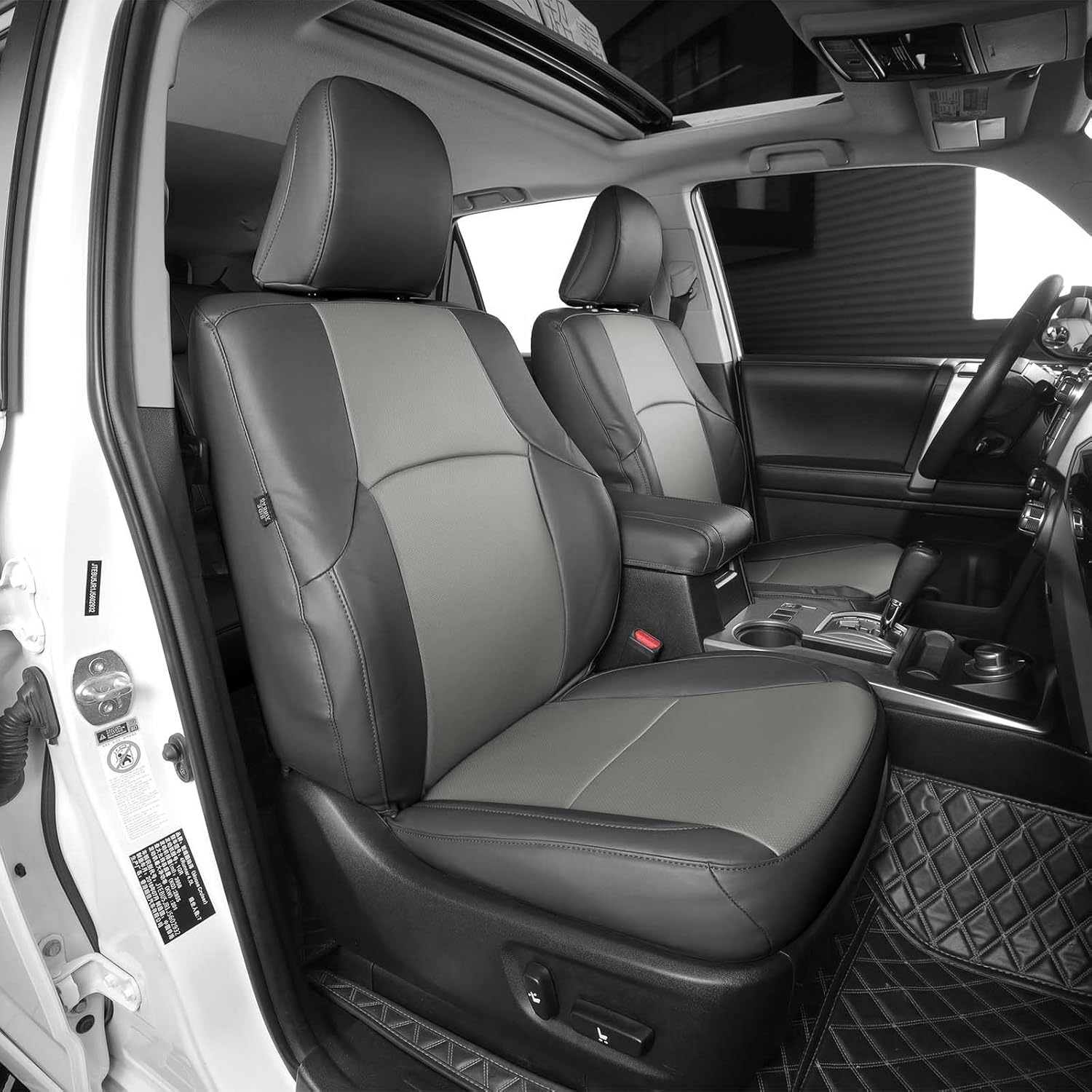 Custom Fit for Toyota 4Runner 2011-2024 2 Rows 5 Seats Models Seat Covers Full Coverage Faux Leather Waterproof and Airbag Compatible(Black)