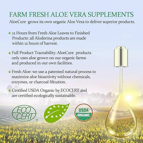 Miniatura 7 de AloeCure USDA - Jugo orgánico de aloe vera sabor a limón, fabricado dentro de las 12 horas de cosecha, tampón de ácido estomacal natural para apoyar