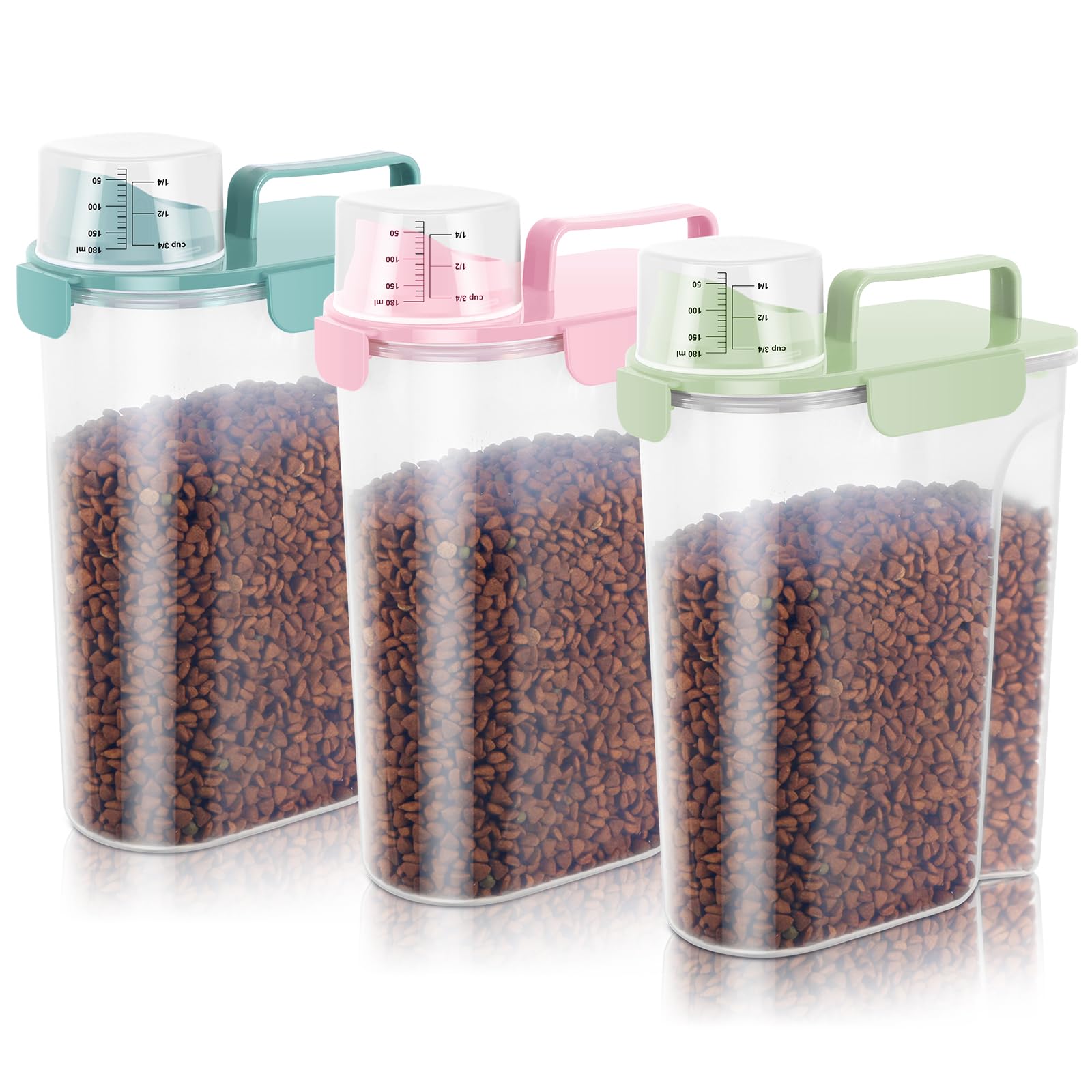 LEAWALK 5-7Lbs Airtight Dog Cat Pet Food Storage Container-3 Pack