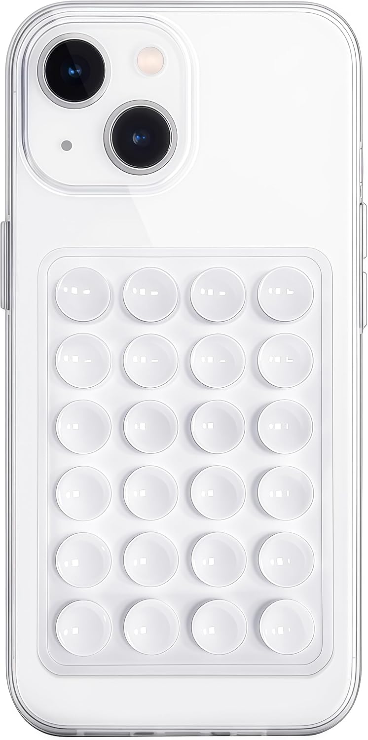 Anteel Silicone Suction Phone Case Mount, Non Slip Sticky Phone Grip for Cellphone, Silicon Adhesive Suction Cup Phone Mount, Strong Grip Holder for Selfies and Videos (White)