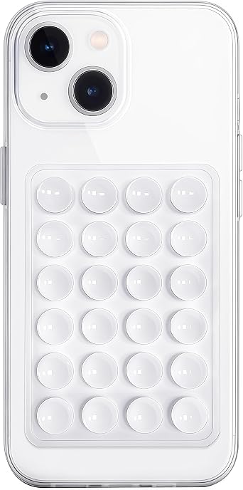 Anteel Silicone Suction Phone Case Mount, Non Slip Sticky Phone Grip for Cellphone, Silicon Adhesive Suction Cup Phone Mount, Strong Grip Holder for Selfies and Videos White