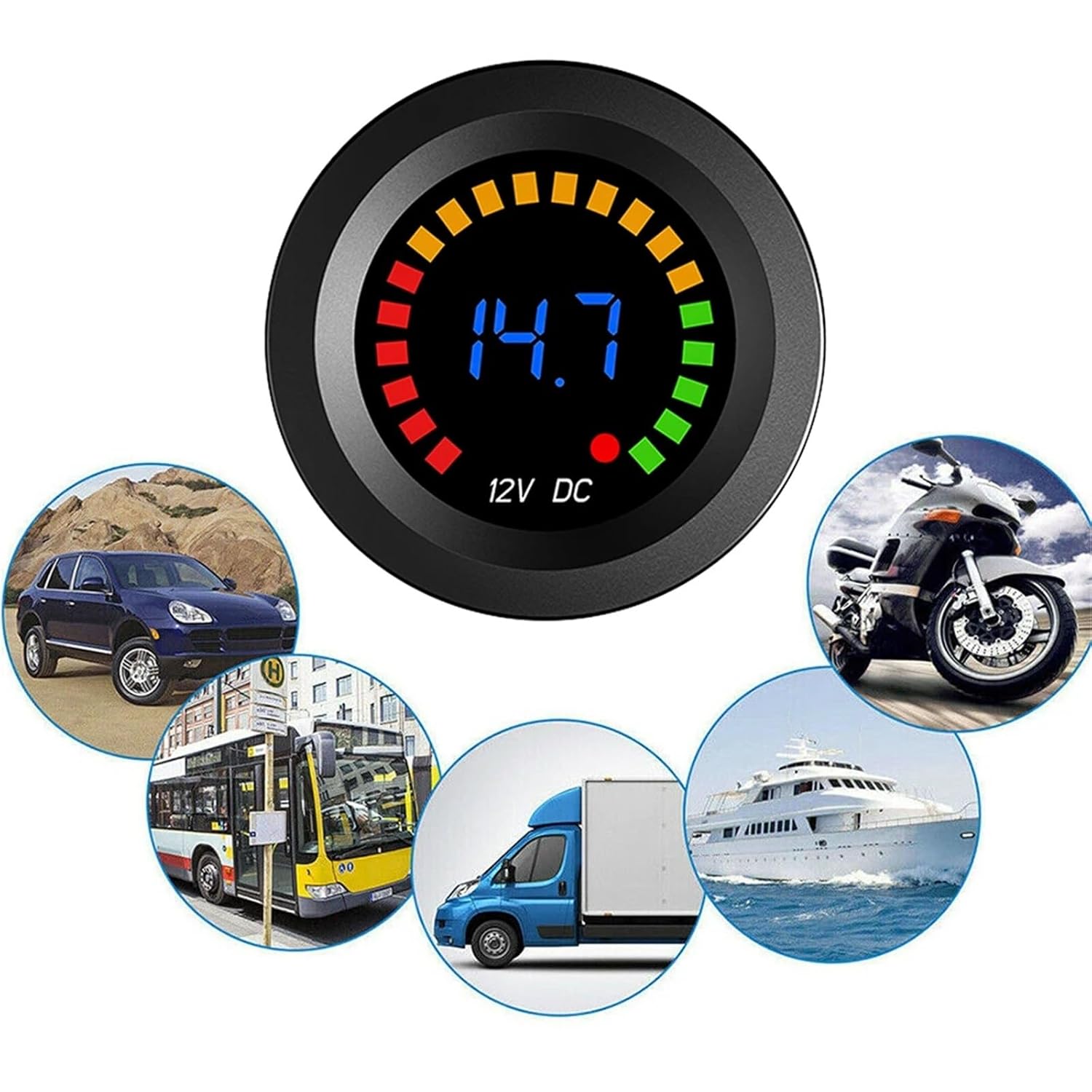 LED Digital Color Display Voltmeters DC 5-36V Car Volt Panel Meter Voltmeter Ammeter Tester Test Gauge Amp(Green TypeC)