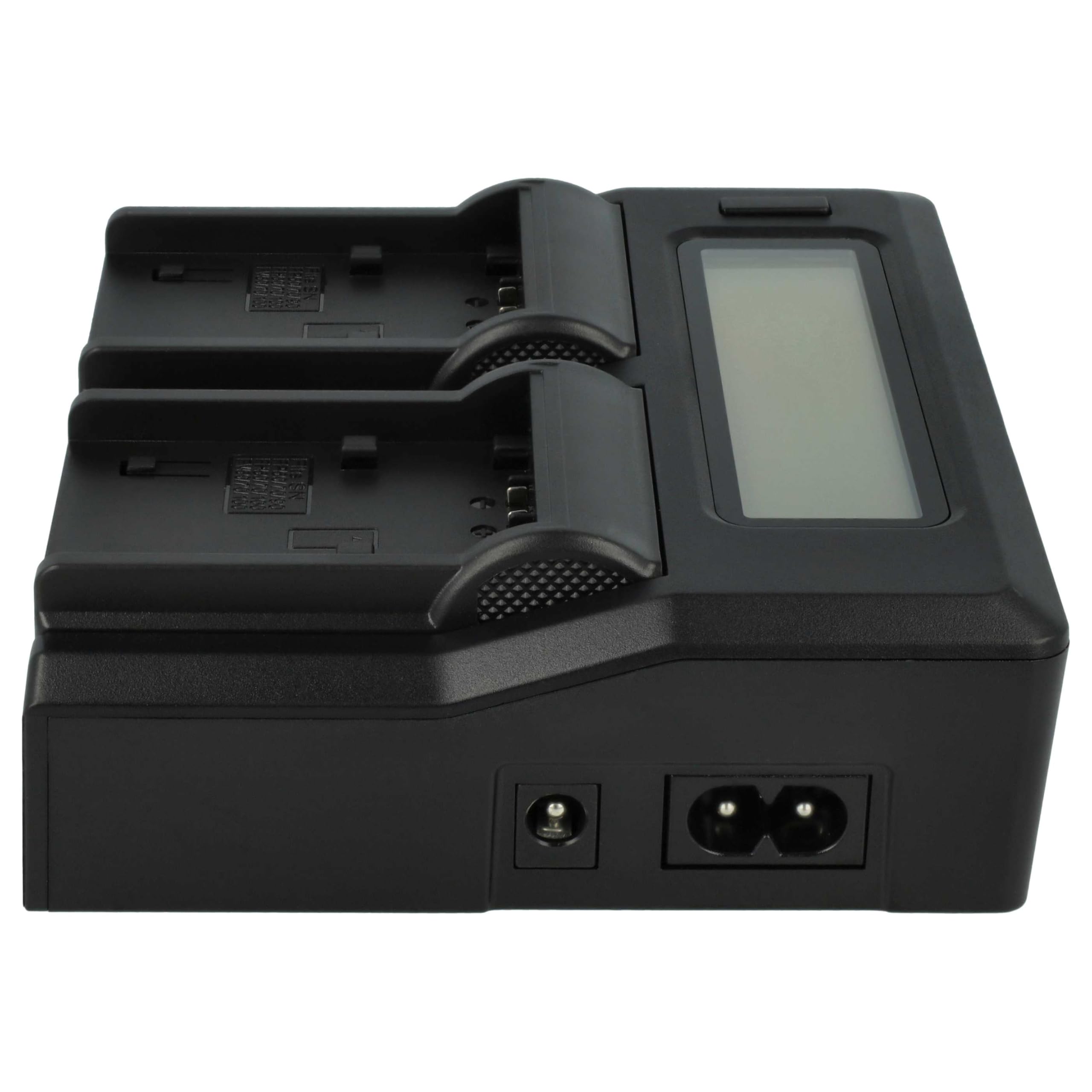vhbw Podwójna ładowarka kompatybilna z Sony HDR-PJ220E, HDR-PJ260, HDR-PJ220EB kamera/akumulator – ładowarka z wyświetlaczem, wskaźnik ładowania, 5 V