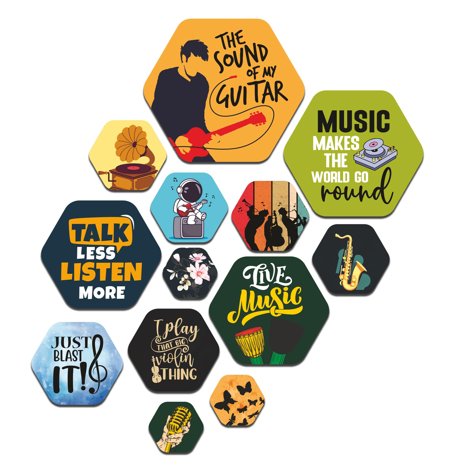 Ranovaa Wooden Wall Hanging | Live Music Wall Art Guitar Saxophone Violin Decorative Artwork | Home Decor Living Room Music Lovers Wooden Wall Sticker Musician Decoration Piece (WPS_229)-image-45