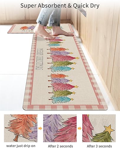 Miniatura 4 de Tapete de baño de Navidad a cuadros para bañera, antideslizante, de secado rápido y absorbente, tierra de diatomeas, fregadero, dormitorio, cocina,