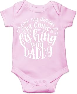 Pack My Diapers Going Fishing With Daddy - Baby Clothes - Funny Newborn Bodysuit Outfits for Boys and Girls