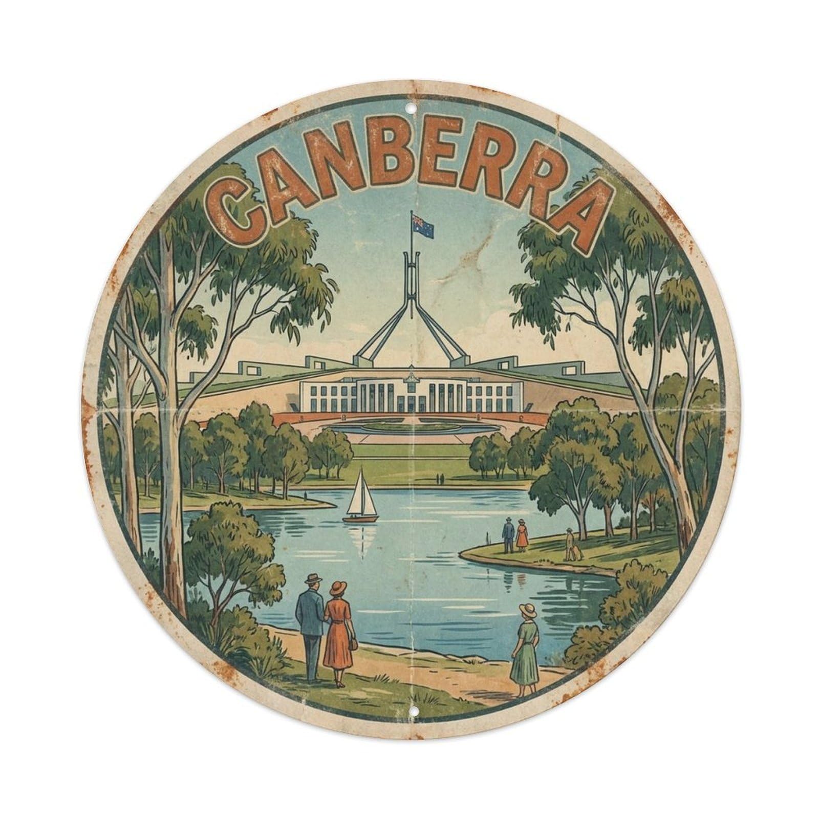 Olyhtr 8X8inch Classic Style Australia Travel Canberra City Coast Outback Coastal Metal Tin Sign