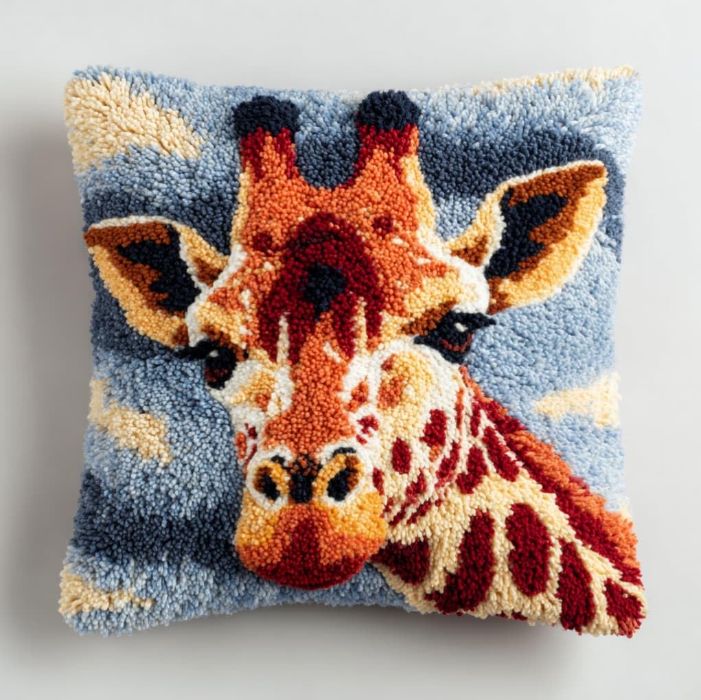 AxiangziK Latch Hook Pillow Kits for Beginners,Giraffe