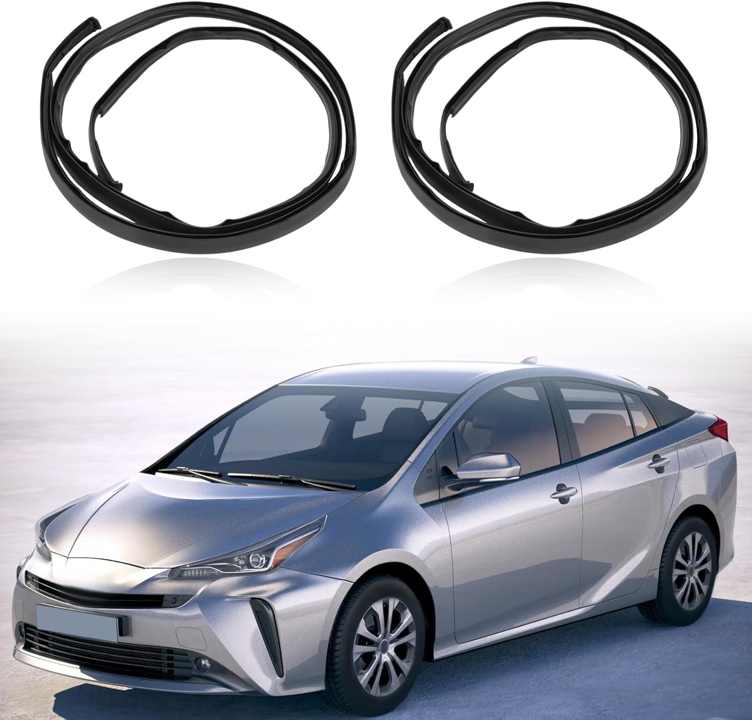 Roof Drip Molding Strips Weatherstrip Compatible with Toyota Prius C 2012 2013 2014 2015 2016 2017 2018 2019 Left and Right Side Replacement for 75552-52190 75551-52210 2Pcs