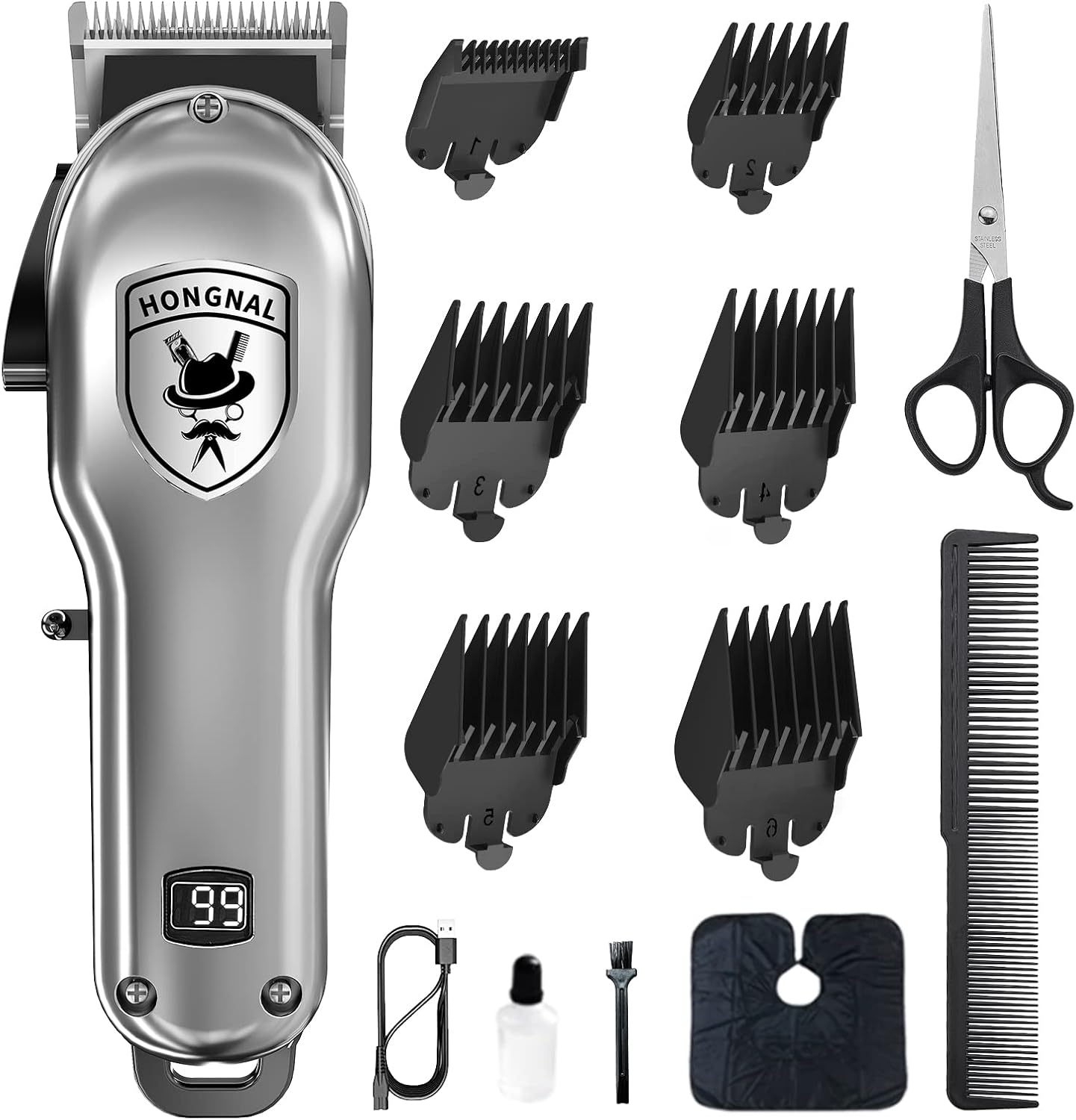 HONFNAL H&aring;rklippare f&ouml;r m&auml;n, hemh&aring;rklipp & grooming Set, Cordless Barber Clippers Professional Hair Cutting Kit, laddningsbart sk&auml;ggtrimmer?Gr&aring;