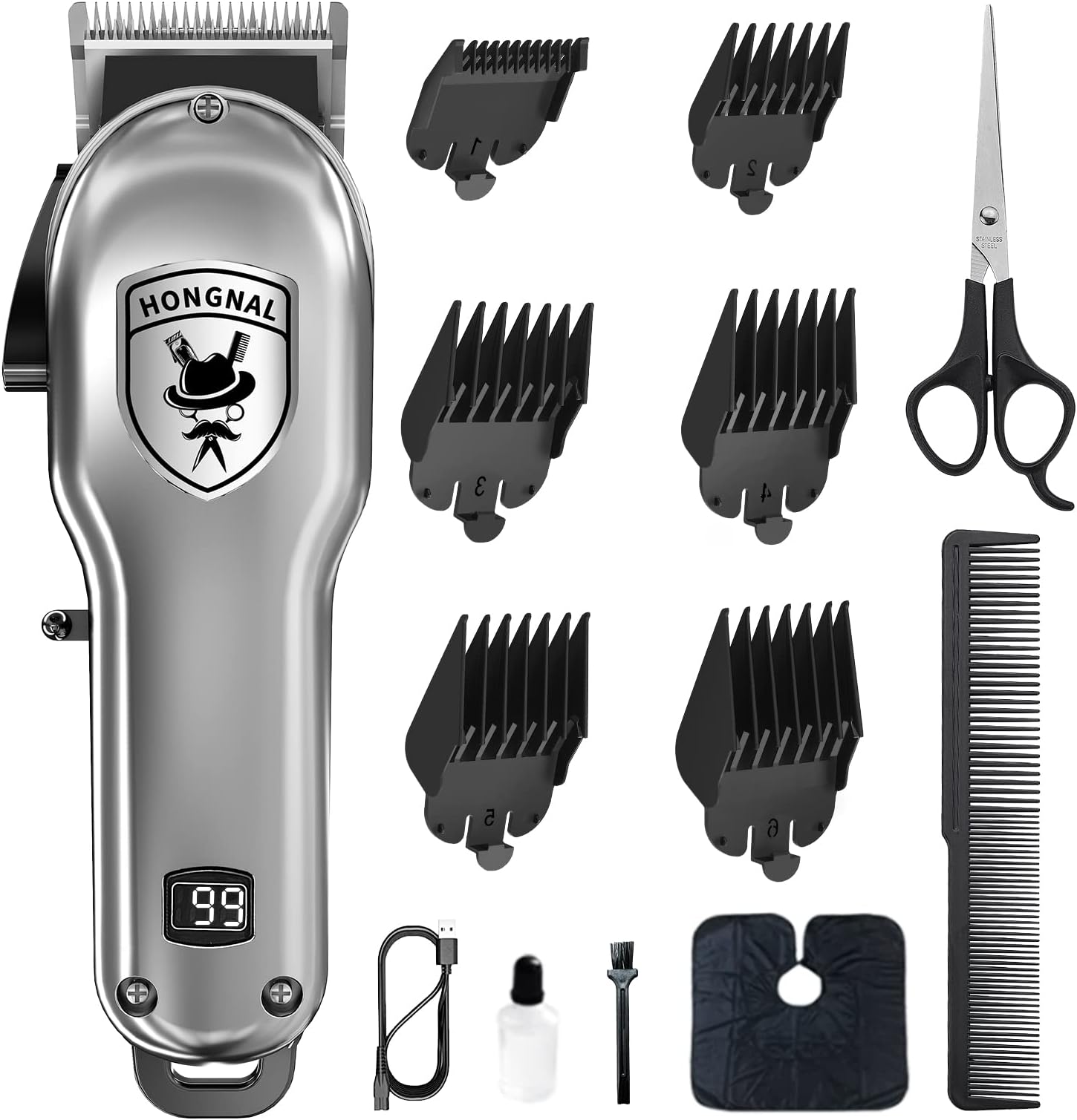 HONGNALHair Clippers for Men,Home Haircut & Grooming Set,Cordless Barber Clippers Professional Hair Cutting Kit,Rechargeable Beard Trimmer