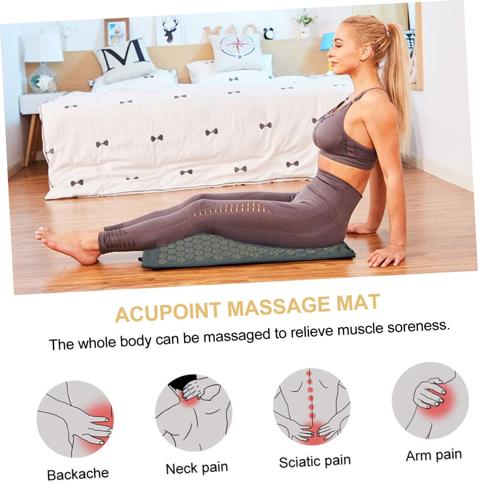 Beaupretty 2piezas Almohada de Masaje con Esterilla de Yoga para Puntos de Acupuntura Kit de Lavable Accesorio de Masaje para Yoga y Relajación Casa