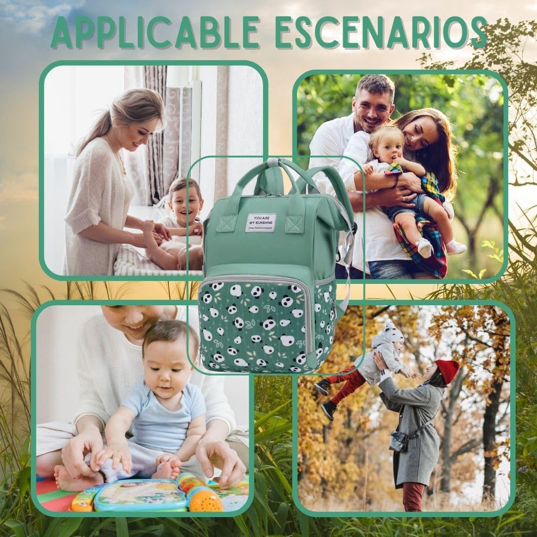 Baby Diaper Bag Backpack - Baby Boy Diaper Bag With Insulated Bottle Pockets & Stroller Straps - Pañaleras para Bebe - Toddler Diaper Bag Backpack - Travel Diaper Bag - Unisex Baby Bag. Green