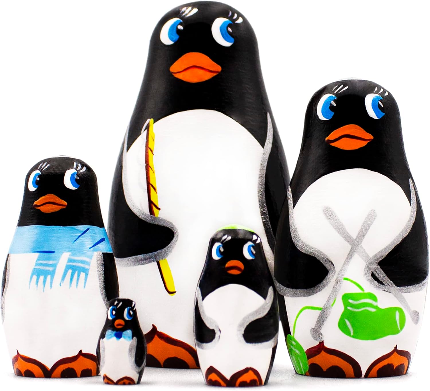 AEVVV Penguin Nesting Dolls Set of 5 pcs - Matryoshka with Penguin Figurines - Penguins Russian Dolls - Penguin Gifts