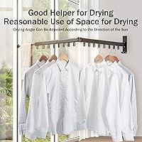 Vista 6 de Estante de secado de ropa retráctil, montado en la pared, plegable, ahorrador de espacio, con toallero, fuerte carga para balcón, lavandería, baño