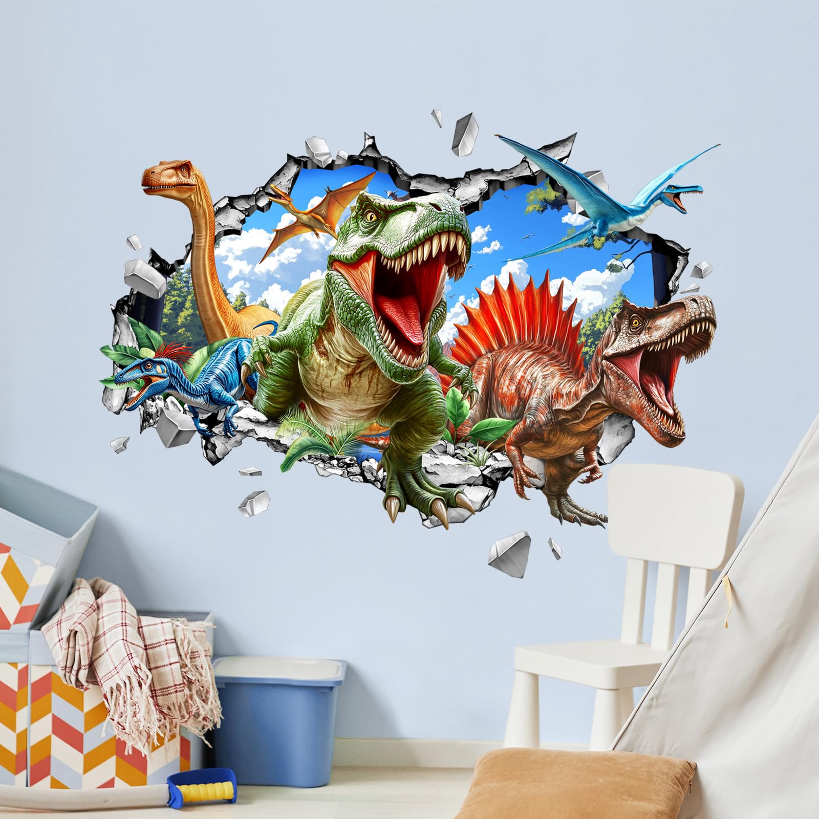 Grande Set Di Adesivi Murali Con Dinosauri, Giurassico Nella Cameretta Dei Ragazzi, Adesivi Con Dinosauri, Arte Murale Con Dinosauri, Adesivi Murali Per Bambini, Decorazione Con Dinosauri, - Italia - Foto 4