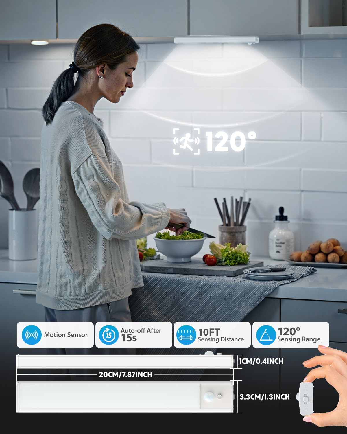KALAHOL 4 Pack Under Cabinet Kitchen Lights, Motion Sensor Lights Indoor, Type-C, Charging Indicator - Image 4