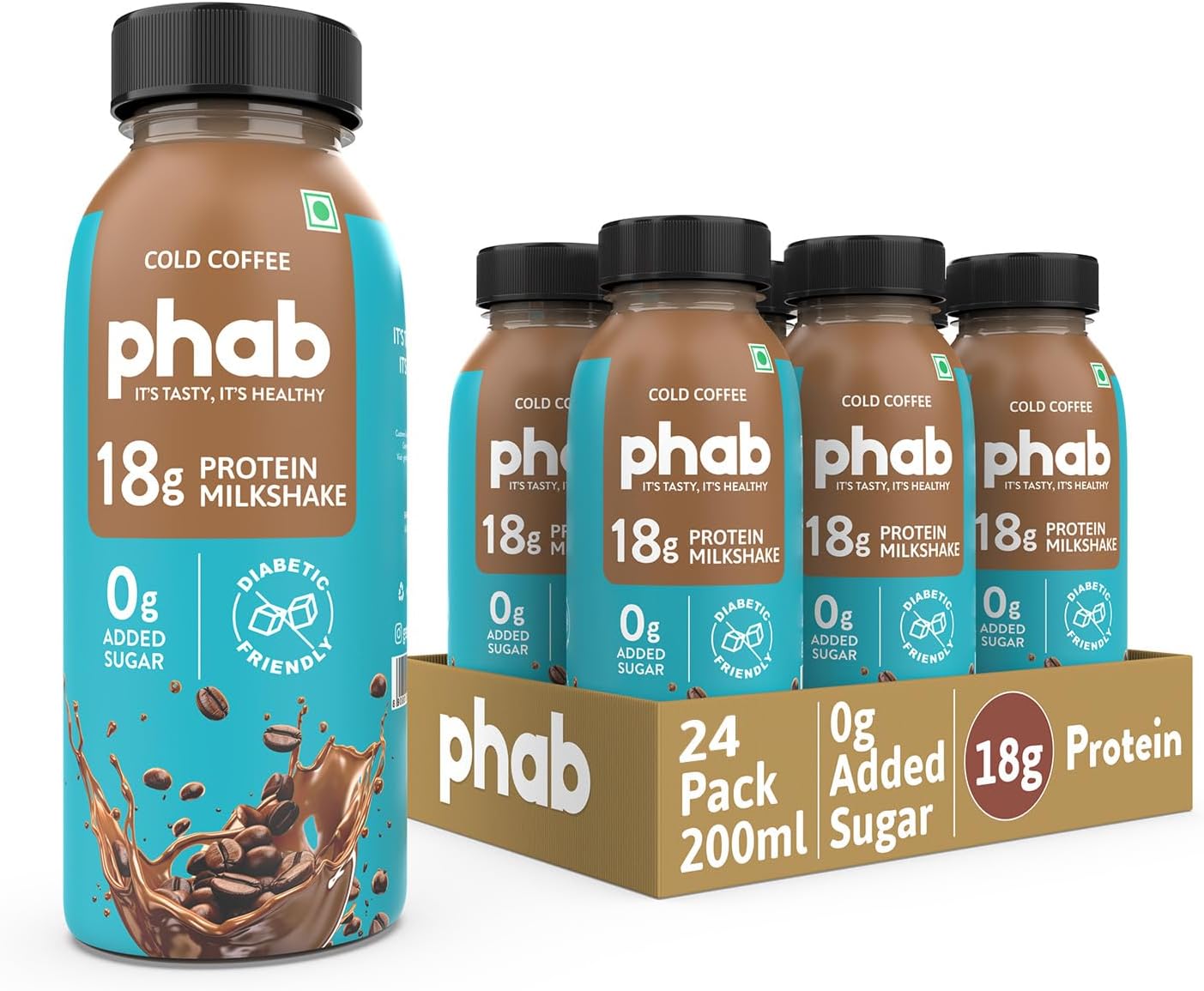 Cold Coffee Protein Milkshakes (200Ml,Pack Of 24) With 18G Protein & No Added Sugar|Gluten-Free & Gut-Friendly,Trans Fat Free|Rich Source Of Fibre & Pre-Biotics|Healthy & Delicious Protein Shake