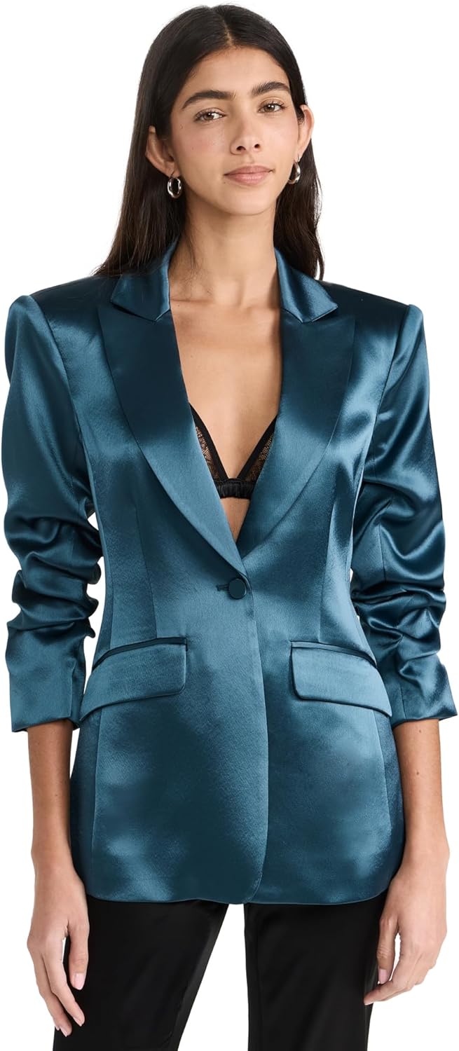 Cinq à Sept Women's Smooth Satin Scrunched Cheyenne Blazer