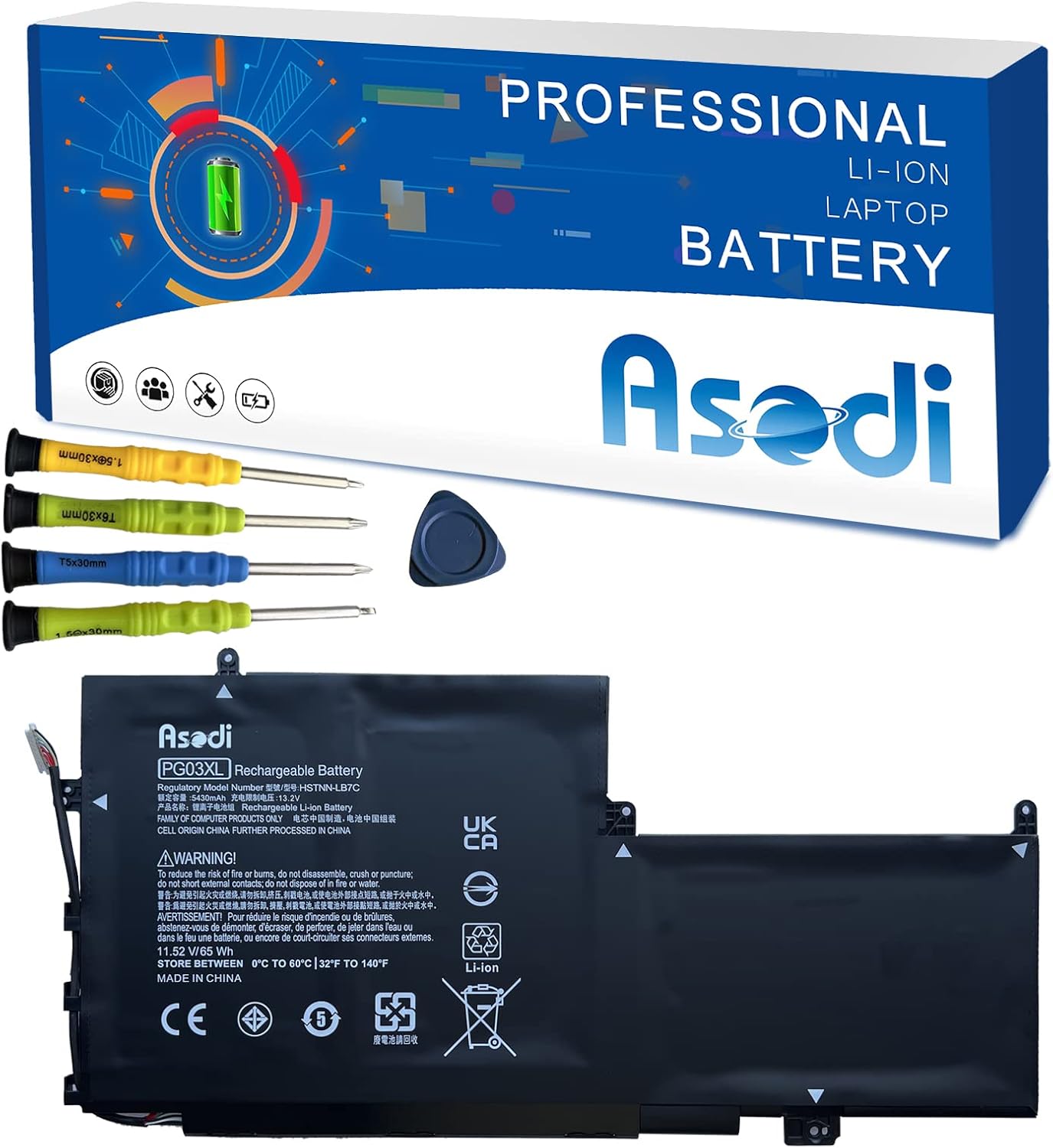65Wh PG03XL 831532-421 Laptop Battery Compatible with HP Spectre X360 15-AP0000 15T-AP000 Series 831532-422 831731-850 831758-005 HSTNN-LB7C L48430-2C1 PG03064XL TPN-Q168 11.55V (Shape B)