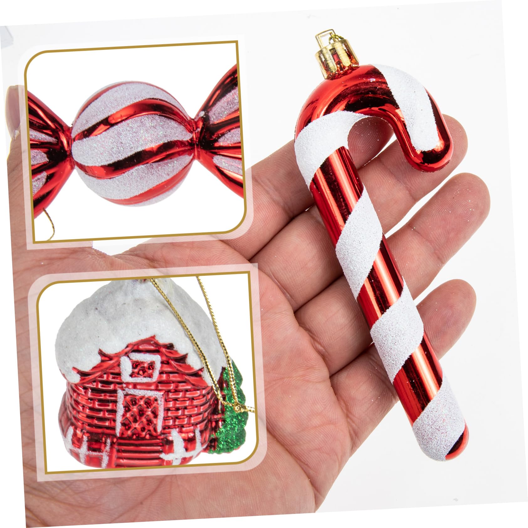 Cabilock 30 Piezas decoración del árbol de Navidad Adornos de árbol de bastón de Suministros de Navidad Colgantes navideños Christmas Tree Colgante Rojo de Navidad Colgantes Rojos