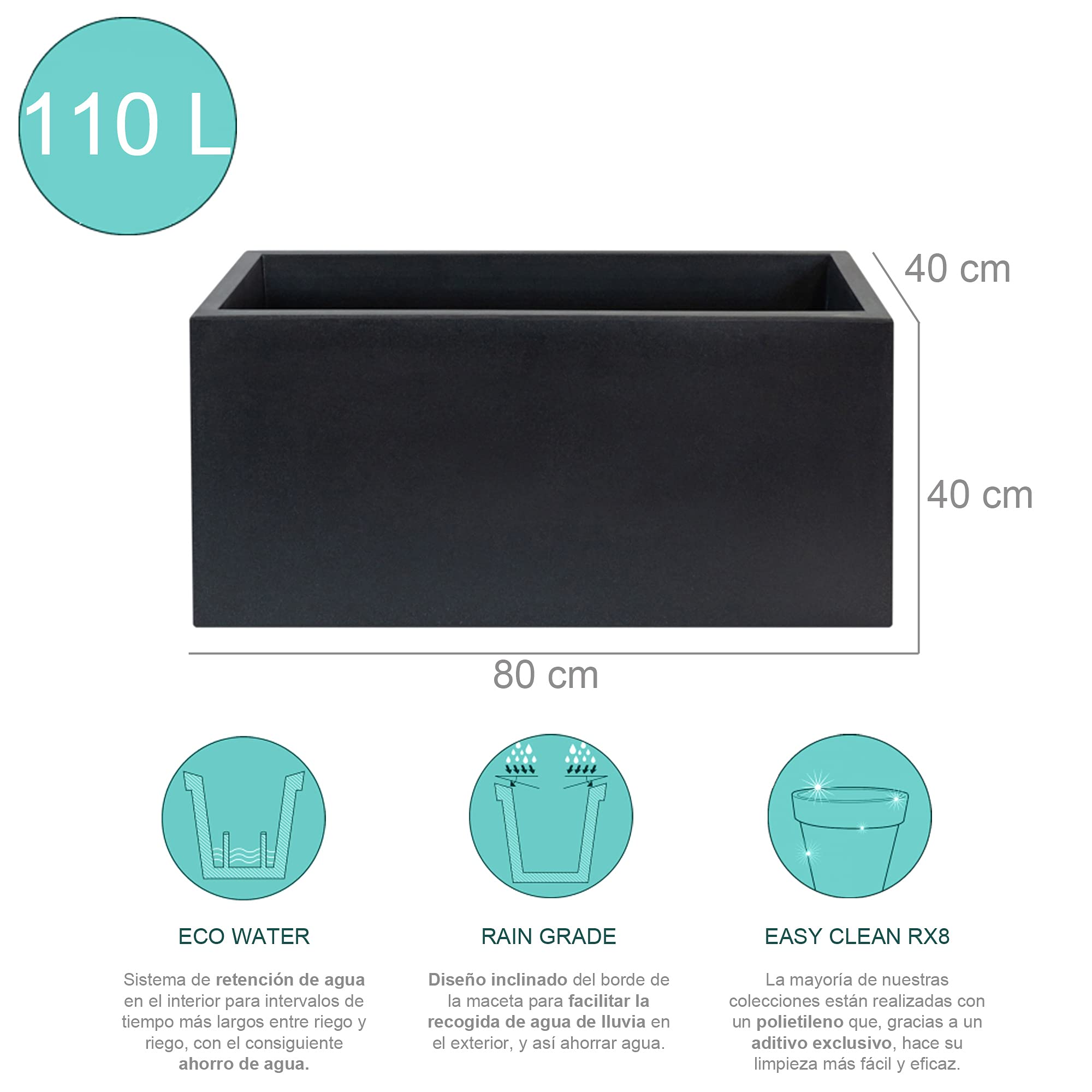 WELL HOME Blumentopf Orion 40x40 Cm – Aus Polyethylen, Frostsicher & Mit Wasserspeicher, Terrakotta-Optik