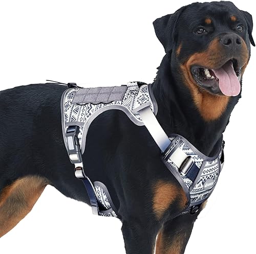 Miniatura 73 de Auroth Arnés Táctico para Perros Grandes Sin Tirones Arnés para Mascotas Ajustable Reflectante K9 Entrenamiento de Trabajo Control Fácil Chaleco