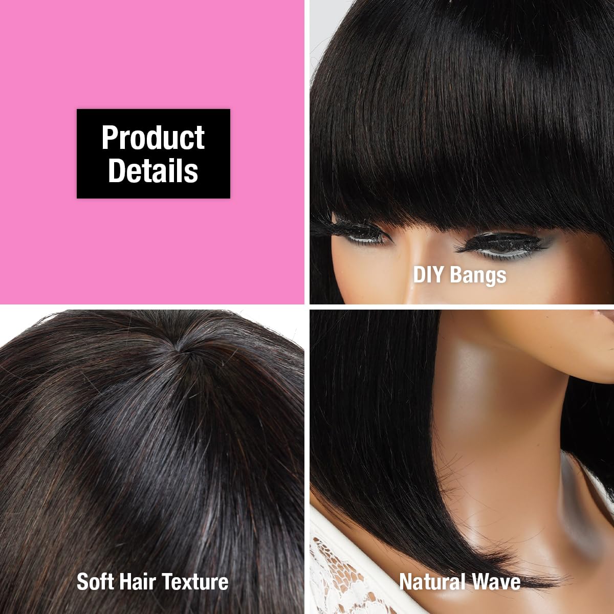 Amazon.com : INSTANT FAB Medium Bob Wigs Human Hair with 