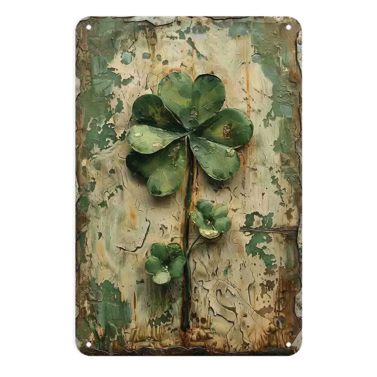 Kwqdozf As Pic Vintage Green Clover Four Leaf Clover Botanical Metal Sign Print Aesthetic