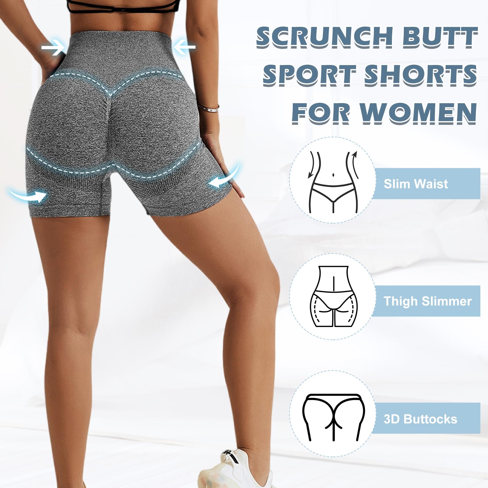 Zhiaek Pantaloncini Palestra Donna Push Up Booty Shorts Donna Sportivi Vita Alta Leggins Corti Donna Collant Estivi Yoga Fitness Allenamento Jogging