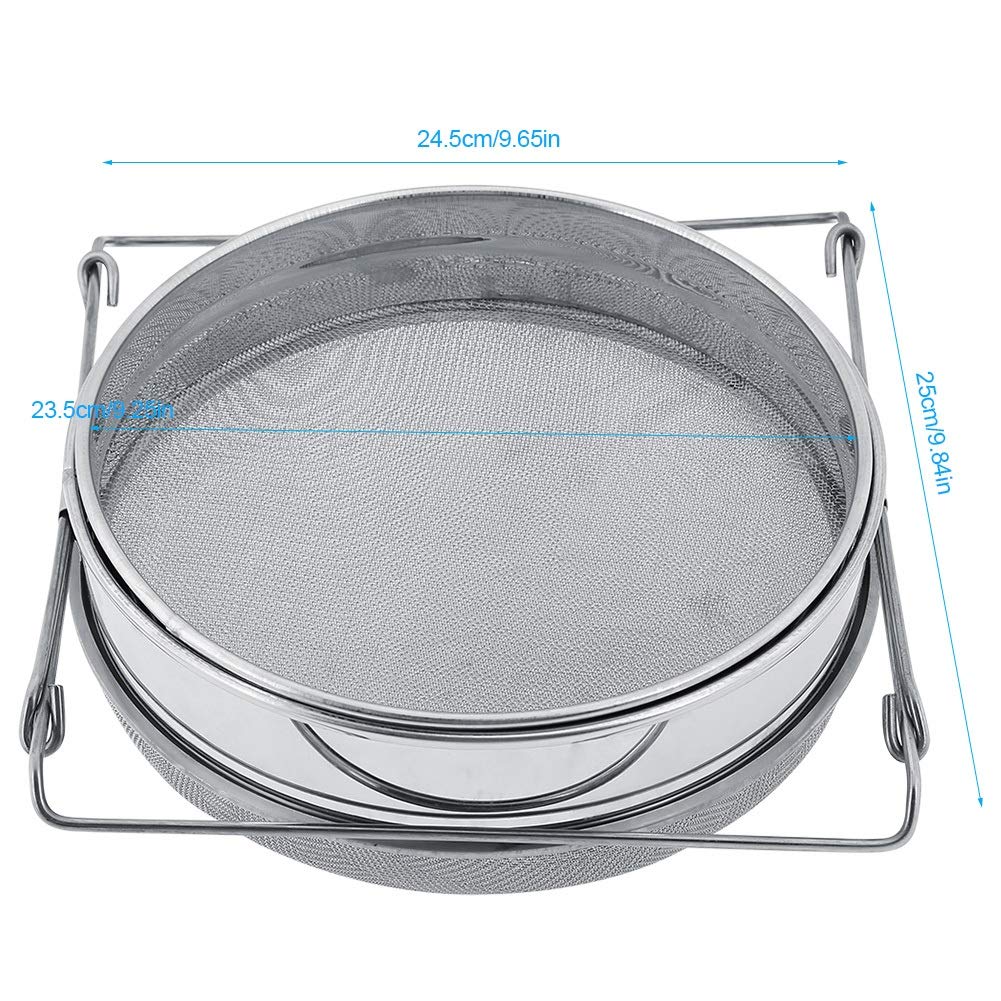 MAGT Filtre à Miel, Passoire Filtre à Miel en Acier Inoxydable Double Tamis Apiculture Miel Extracteur Filtre Fine Maille Passoire avec Armature