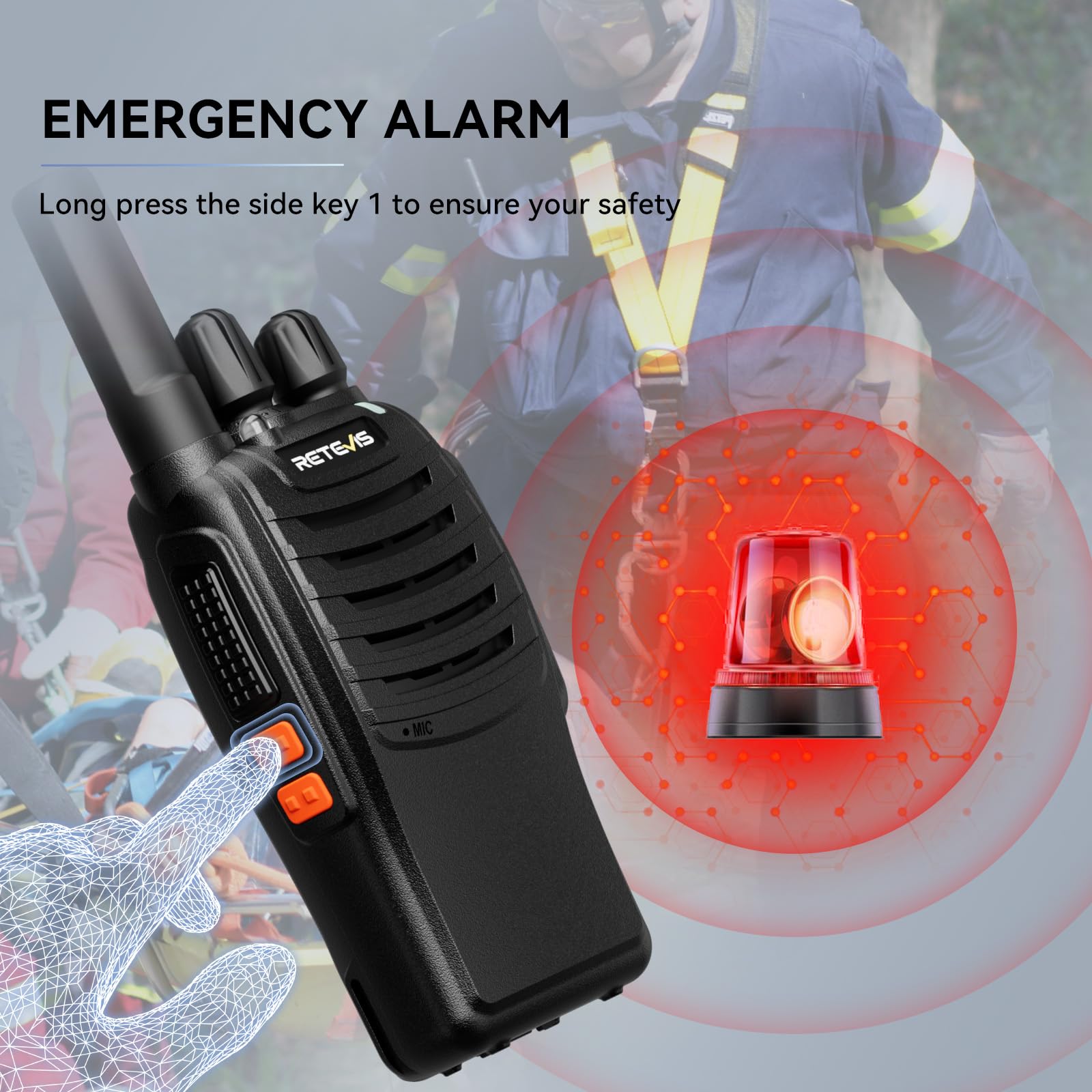Retevis H777 Walkie Talkie, PMR446 Radiotelefon Dwukierunkowy z Akumulatorem, Latarka LED, VOX Hands Free, USB C, CTCSS/DCS, Profesjonalne Walkie Talkie do Sklepów, Detaliczne (Czarne, 4 Szt.)