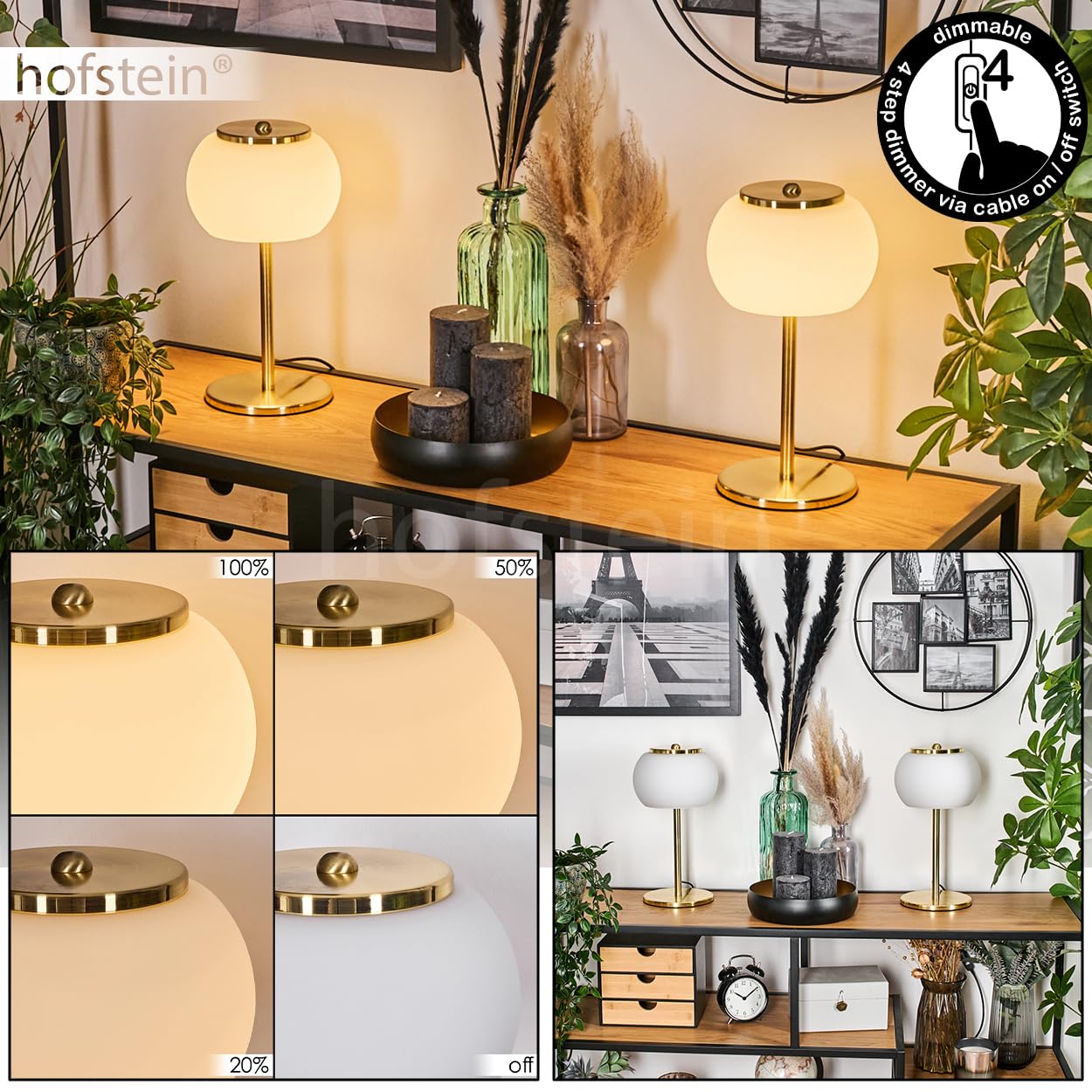 ZMH Juego De 2 Lámparas De Mesa LED Color Negro Inalámbricas Regulables Con 3 Temperaturas