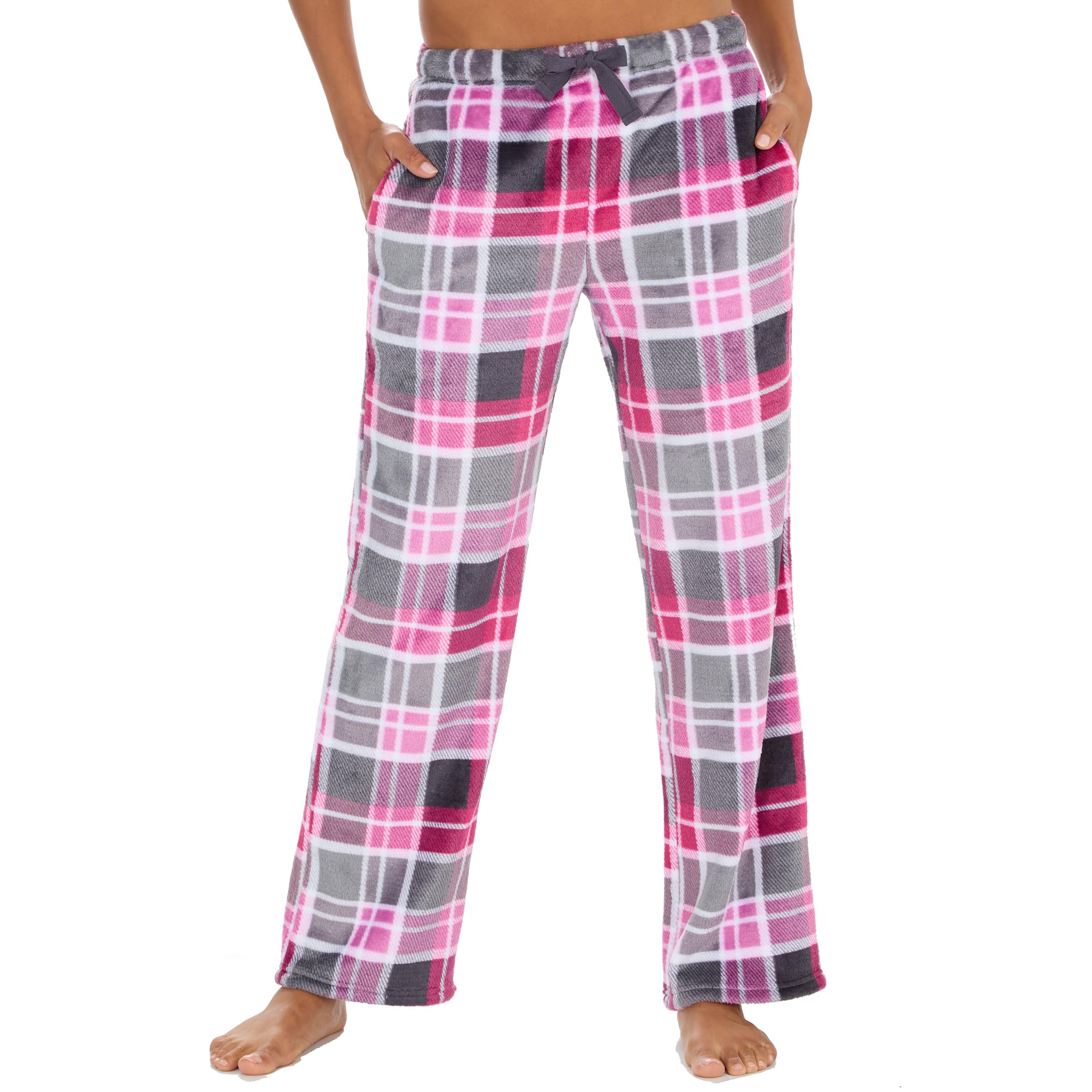 Undercover Ladies Soft Fleece Lounge Pants 34B2013 Pink/Grey Check L