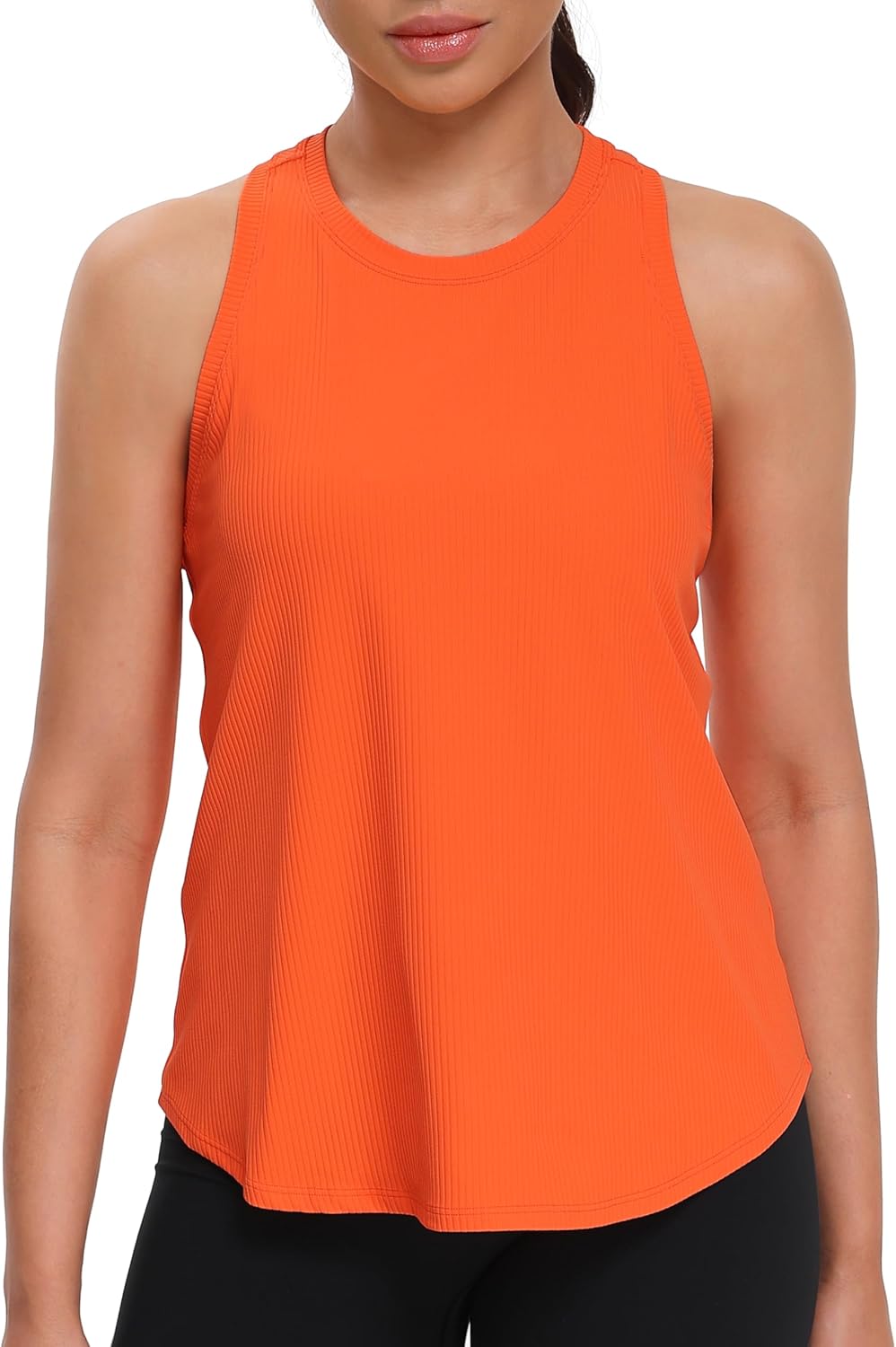 YUNOGA Women's Workout Tank Tops Cross Split Back Athletic Yoga Tops Sleeveless Loose Fit Gym Sports Shirts