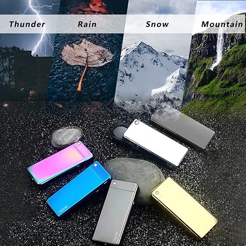 Miniatura 6 de TIKIUKI Encendedores eléctricos recargables sin llama a prueba de viento, encendedor de plasma sin butano, con batería de alta capacidad,