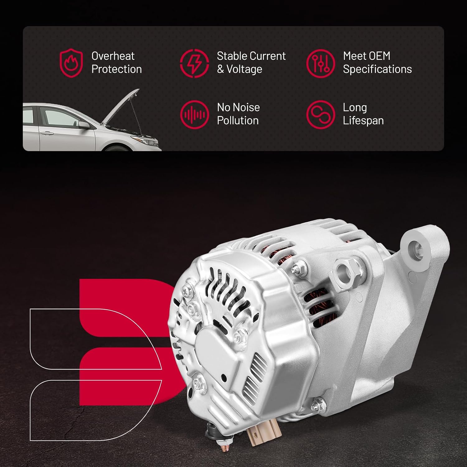 BDFHYK Alternator Compatible with Pontiac Vibe 2003-2008 1.8L L4,Compatible with Toyota Celica/Corolla/Matrix/MR2 Spyder 2000-2008 1.8L L4 Replace 13878,102211-1920,102211-2610