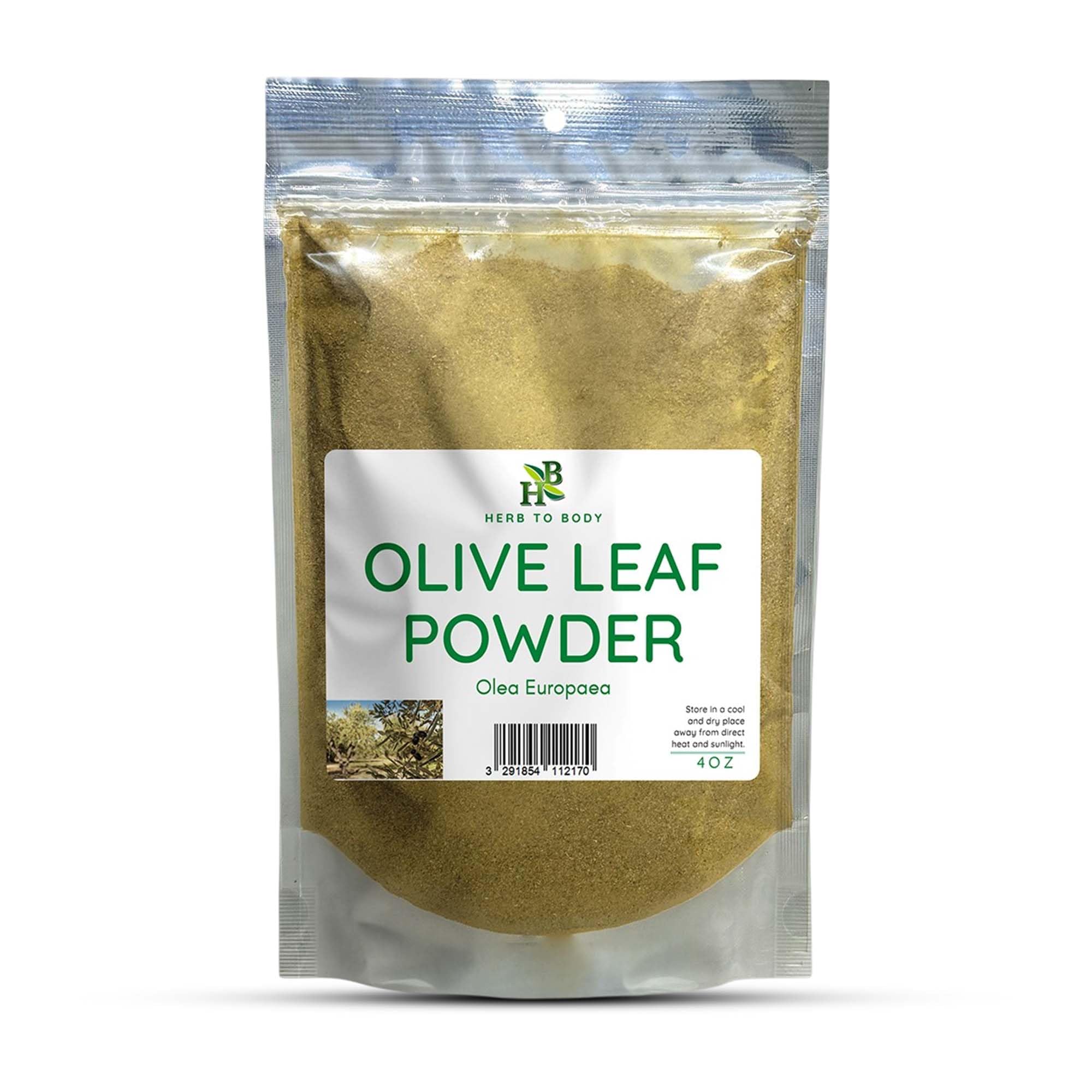 Herb To Body Olive Leaf Powder - 4 oz, Wildcrafted Olive Leaves for Antioxidant Support, Olive Leaf Tea and Herbal Wellness Blends 4 Ounce (Pack of 1)