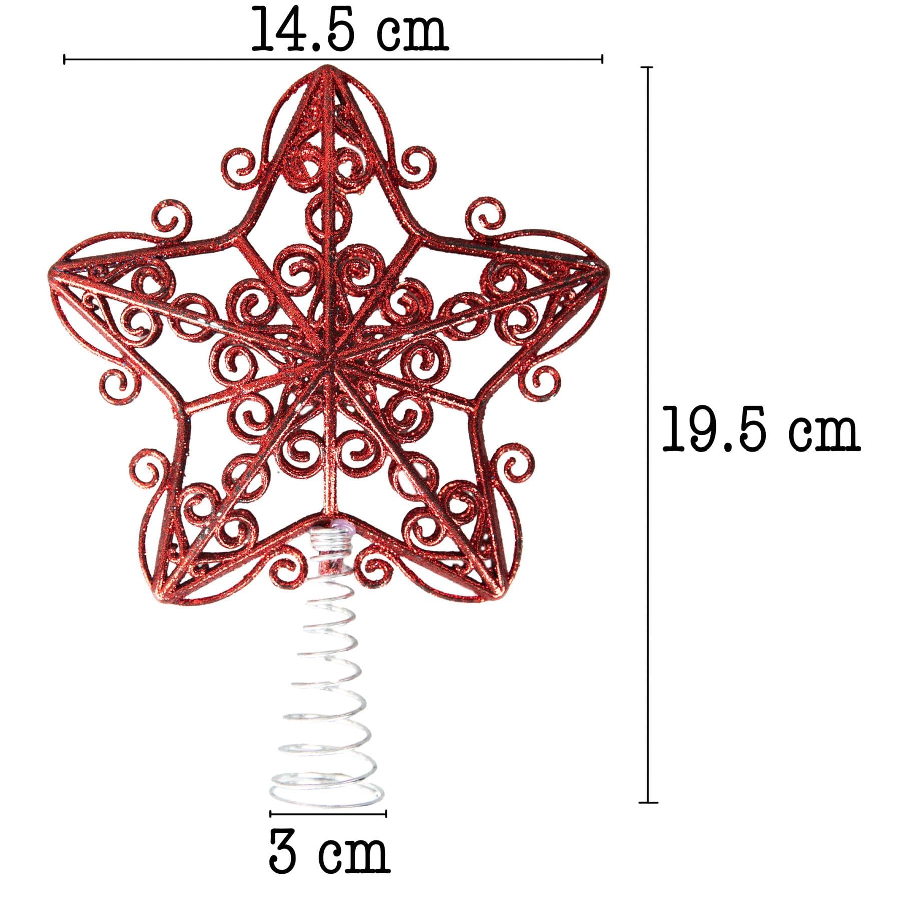 14.5cm Red Glitter Star Christmas Tree Topper Shatterproof for Christmas Tree Decorations Xmas Treetop Tree Crown Holiday Ornament - Image 2
