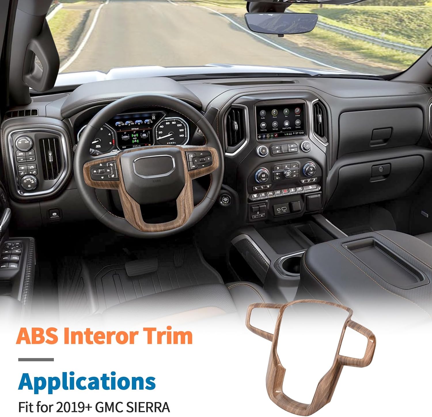 JeCar Wood Interior Trim Accessories for 2019-2025 GMC-Sierra 1500 & 2020-2024 GMC-Sierra 2500HD/3500HD & 2021-2024 GMC-Yukon - ABS Interior Decoration Upgrade