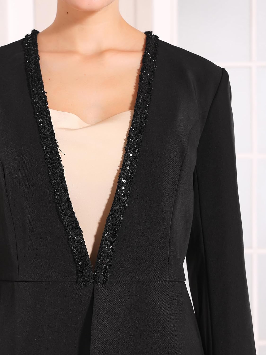 Hobemty Women's Formal Short Blazer Long Sleeve Open Front Cocktail Work Cardigan Jacket