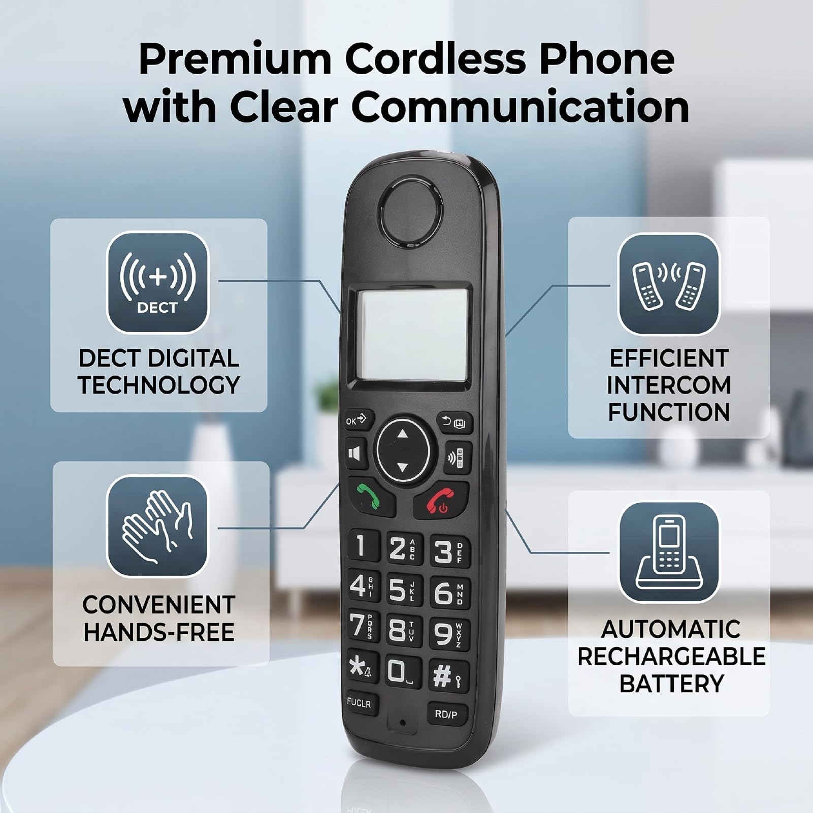 LICAEVEY Telefono Cordless Dect Espansione 5 Unità ID Chiamante Casa