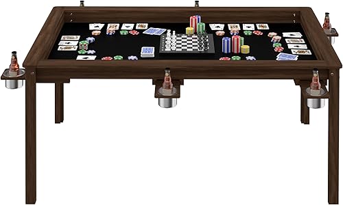 Miniatura 8 de Mesa de juego de mesa de madera maciza, mesa de juegos y comedor con espacio grande de juegos de 58 x 33 pulgadas y parte superior extraíble,