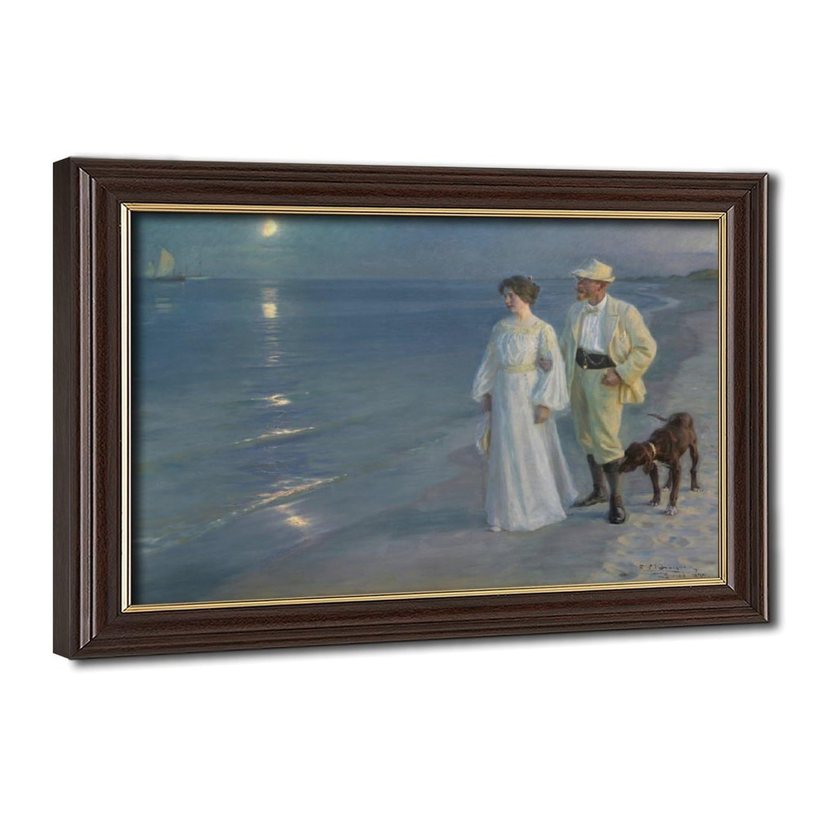 WCYB Peder Severin Kroyer - Summer Evening at Skagen Beach The Artist And His Wife Prints Posters Canvas Deco Paintings Wall Art For Office Hangable Frame